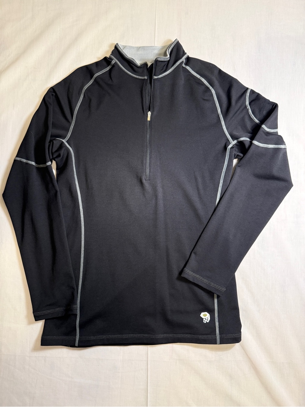 Mountain Hardwear Mens L Quarter Zip Fleece Pullover Black OM2763 Hiking Jacket